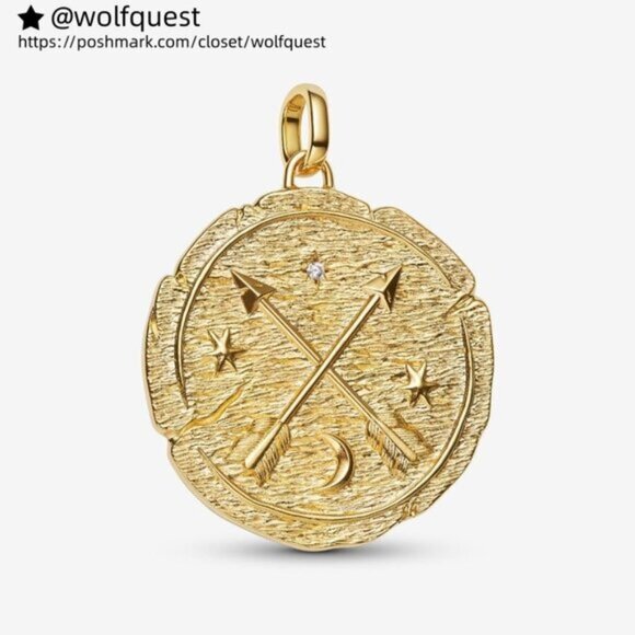 Pandora Crossing Arrows Oversized Medallion Charm - Picture 1 of 5